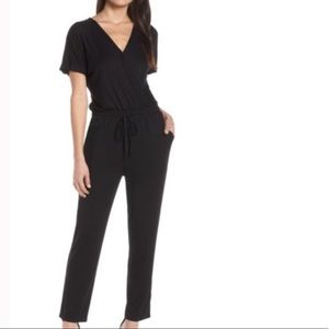 Black Faux Wrap Jumpsuit